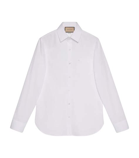 Signature Embroidery Shirt White Cotton Poplin 